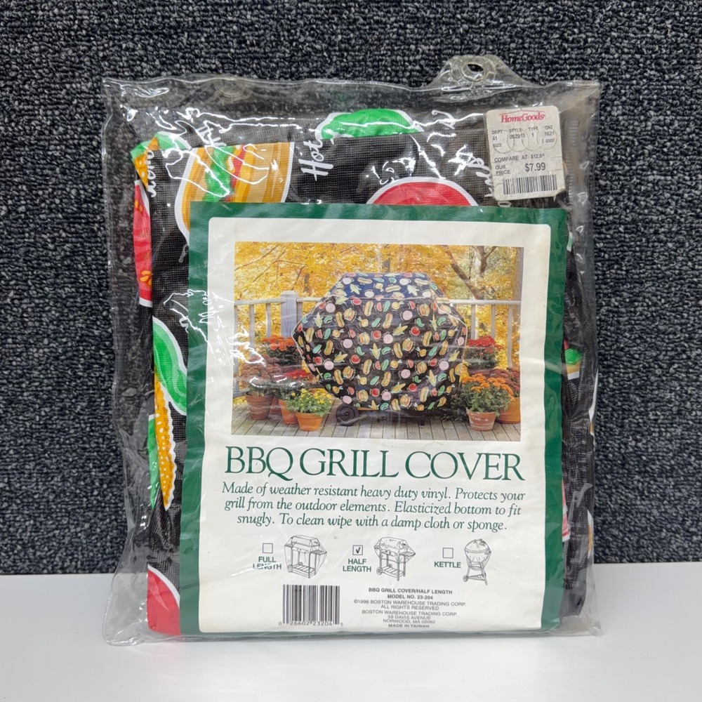 Vintage‎ 1996 Boston Warehouse BBQ Grill Cover Half Length Food Print 59x19x18